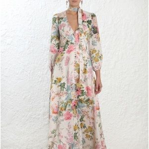 Zimmermann HEATHERS PLUNGE LONG DRESS 0